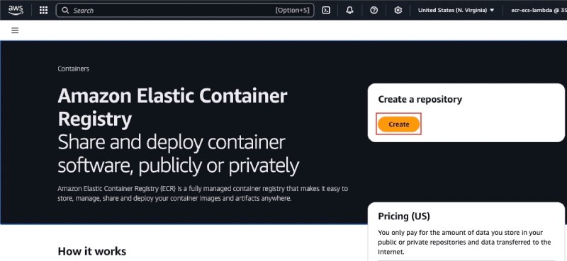 UI button to create Amazon ECR (private)