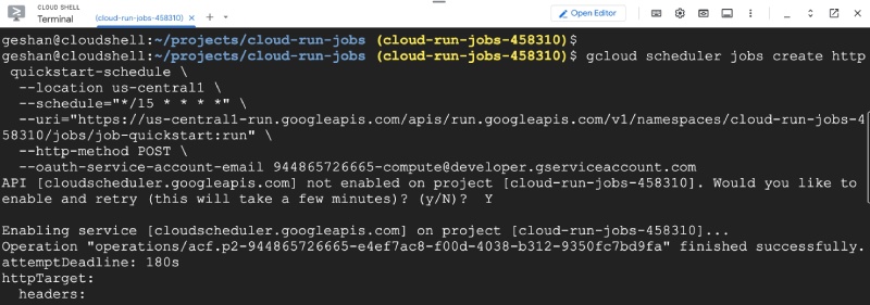 Cloud scheduler command to create new schedule