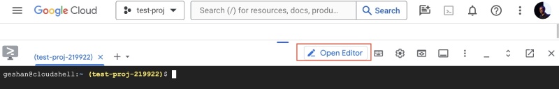 Open the Google Cloud Shell editor Open the Google Cloud Shell editor