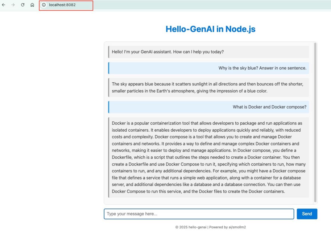 Docker Model Runner and Docker Compose Node.js App with Smollm2 open model running on the browser Docker Model Runner and Docker Compose Node.js App with Smollm2 open model running on the browser