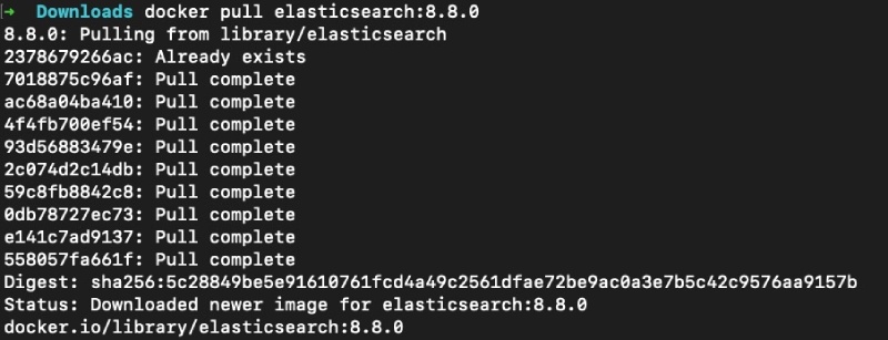 Output of docker pull for elasticsearch image from Docker hub Output of docker pull for elasticsearch image from Docker hub