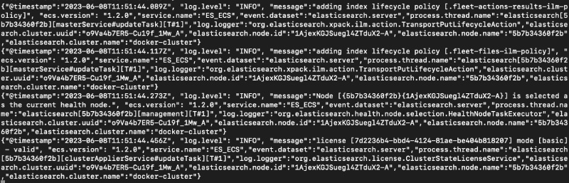 Output of docker run for elasticsearch Output of docker run for elasticsearch