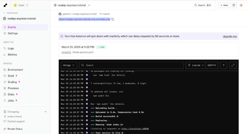 Render web service deployment successful Render web service deployment successful