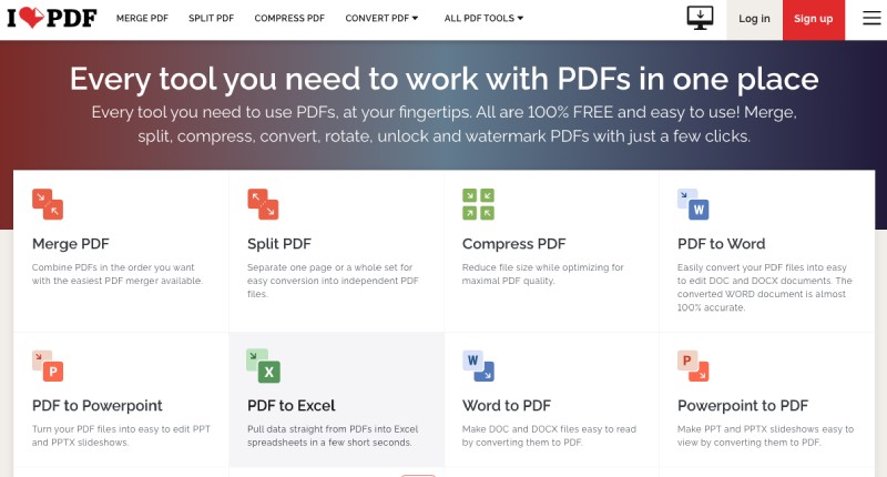 Compress, split, merge PDF files with ILovePDf I Love PDF website