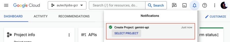 Select your newly created GCP project to use it for building the summarizer Select your newly created GCP project to use it for building the summarizer