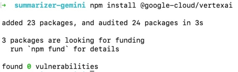 Installing the GCP Vertex AI npm package Installing the GCP Vertex AI npm package