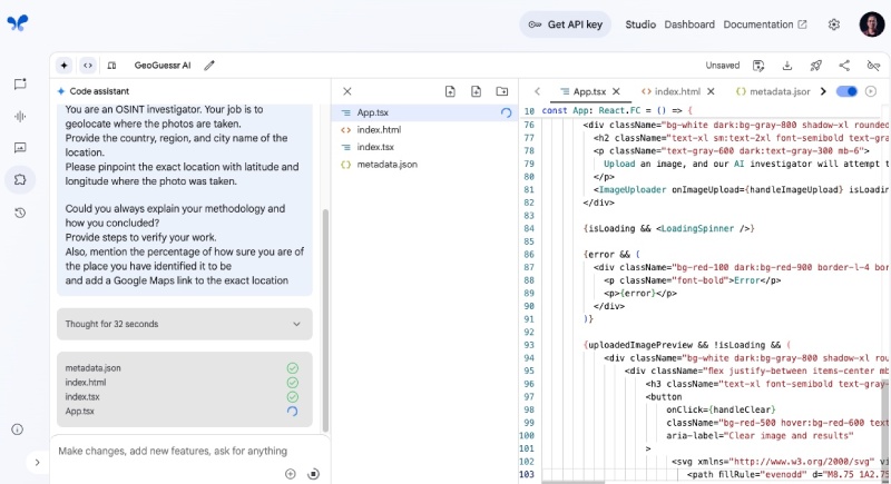 It thinks for some time (under a minute) and then starts creating the files for the Javascript (React, vite) app It thinks for some time (under a minute) and then starts creating the files for the Javascript (React, vite) app
