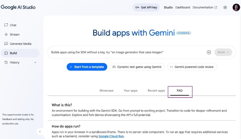 Google AI Studio Build (apps) page FAQs Google AI Studio Build (apps) page FAQs