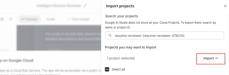 Google AI Studio Import GCP project to deploy Google AI Studio Import GCP project to deploy