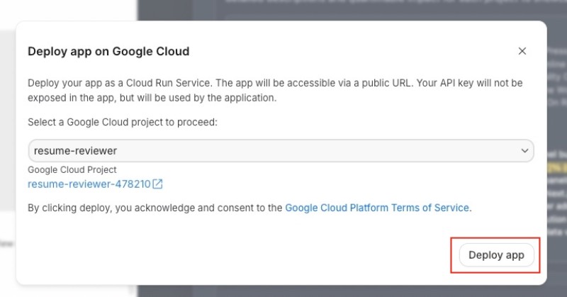 Google AI Studio deploy app button Google AI Studio deploy app button