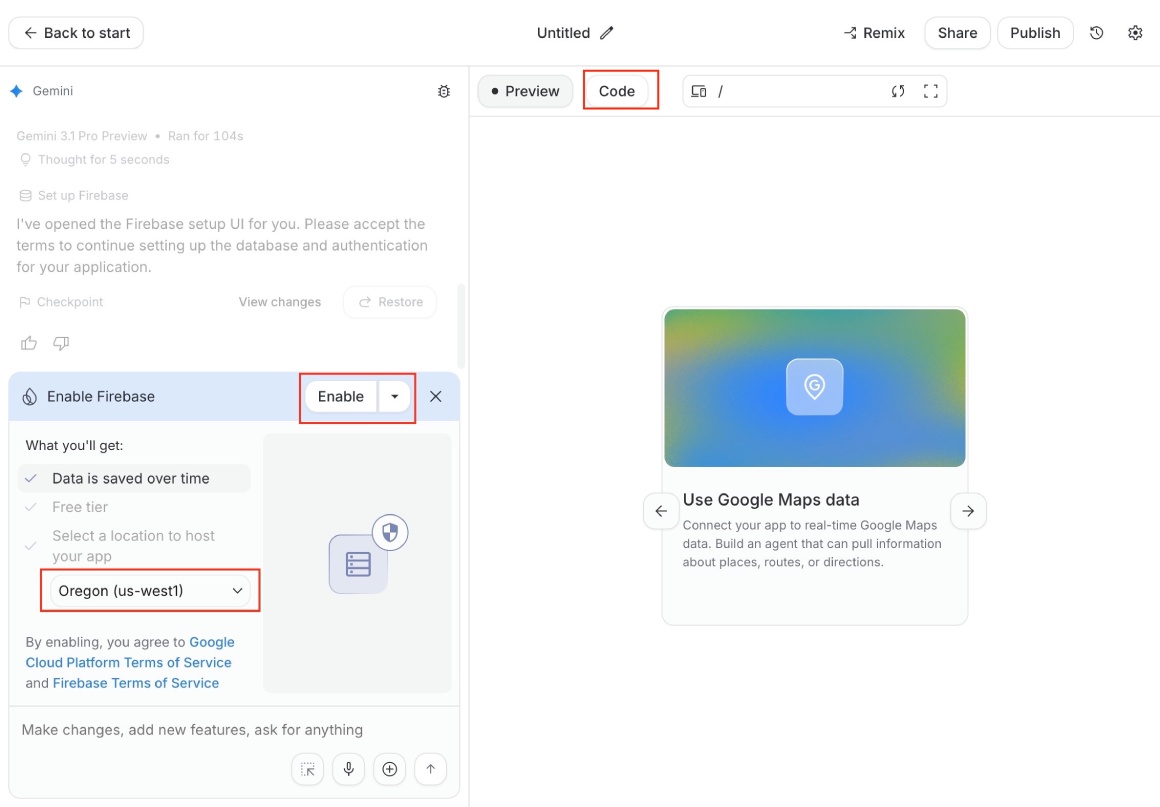 Google AI Studio generating the profile page app and enabling Firebase Google AI Studio generating the profile page app and enabling Firebase