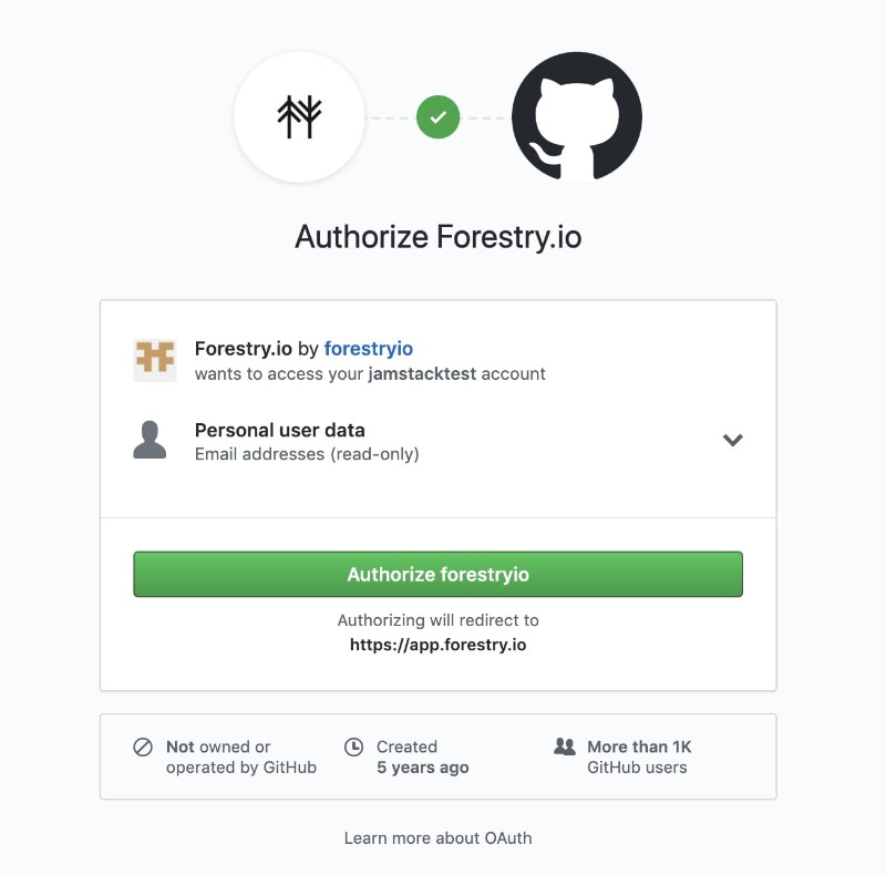 Register on Forestry with Github Register on Forestry with Github