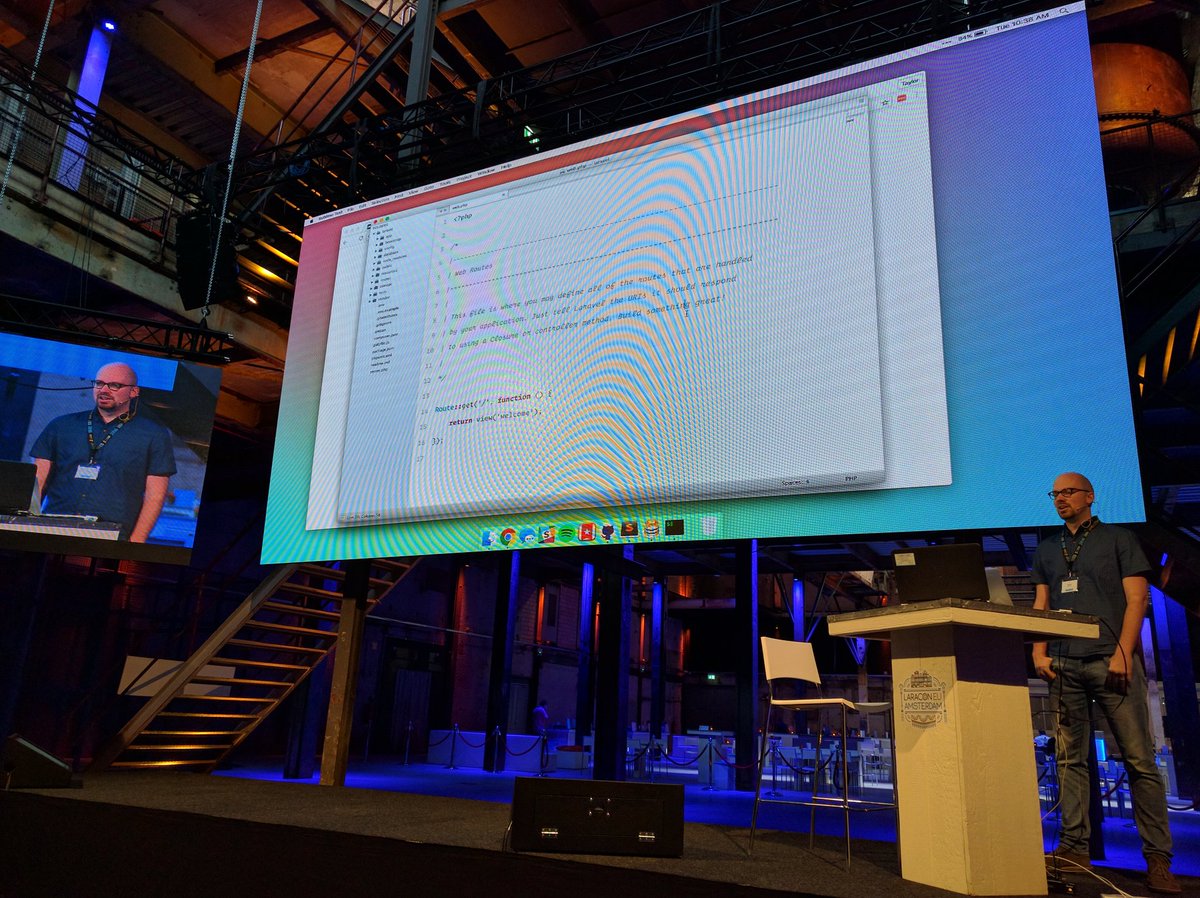 Taylor Otwell with his keynote at Laracon EU 2016