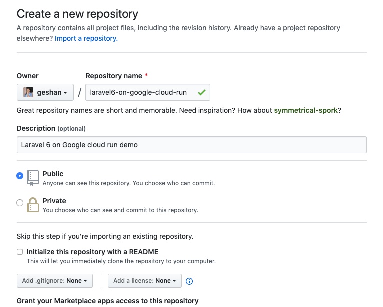 Creating a repo for Laravel on Github