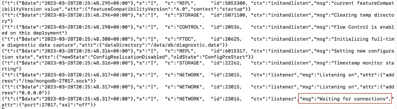 CLI output of MongoDB runnign with Docker CLI output of MongoDB runnign with Docker