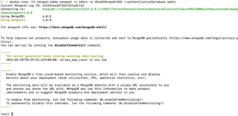 MongoDB shell for MongoDB running with Docker MongoDB shell for MongoDB running with Docker