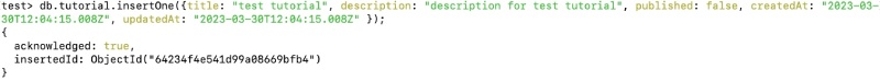 MongoDB shell Insert one Tutorial output MongoDB shell Insert one Tutorial output