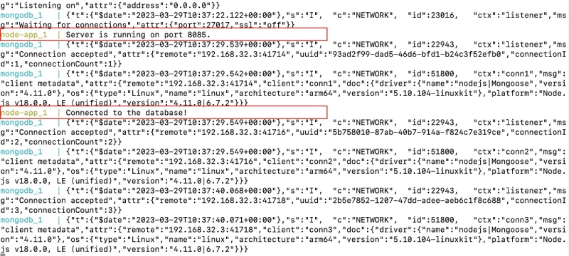 MongoDB running with Docker compose and Node.js app connecting to it MongoDB running with Docker compose and Node.js app connecting to it