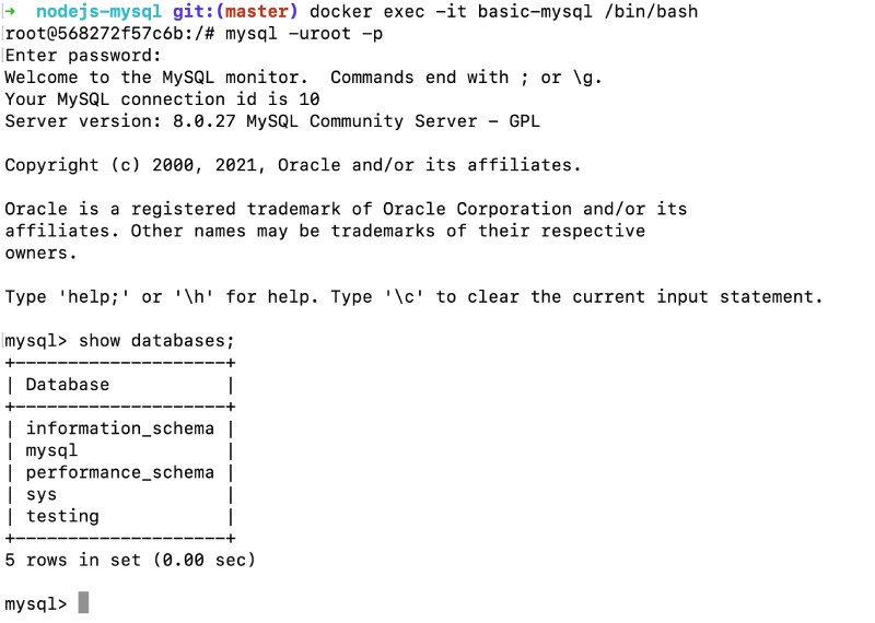 Use MySQL with Docker going inside the container Use MySQL with Docker going inside the container