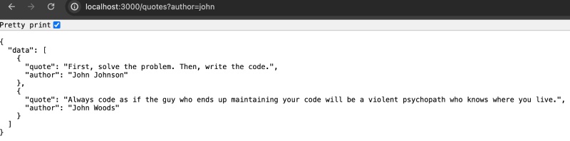 Nest.js get filtered quotes by author name using query params Nest.js get filtered quotes by author name using query params