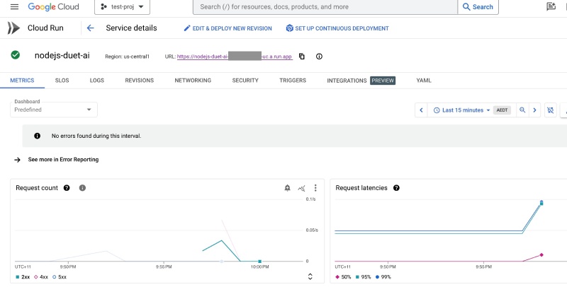App deployed on Cloud Run with Duet AI and running well with stats App deployed on Cloud Run with Duet AI and running well with stats