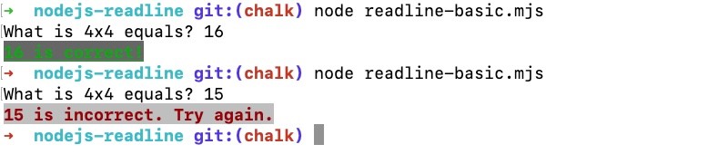 Colorful and formatted CLI output using NPM chalk module Colorful and formatted CLI output using NPM chalk module