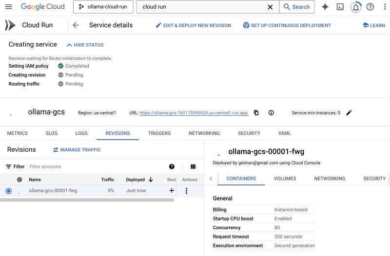 Cloud run creating the Ollama service Cloud run creating the Ollama service