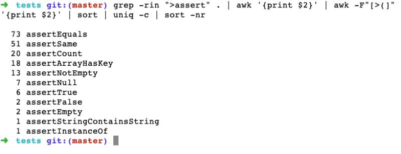 PHPUnit assertions count on a small project