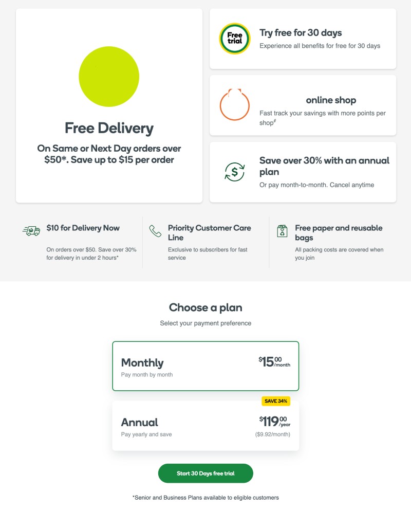Example of shipping fee subscription for an e-commerce retailer Example of shipping fee subscription for an e-commerce retailer
