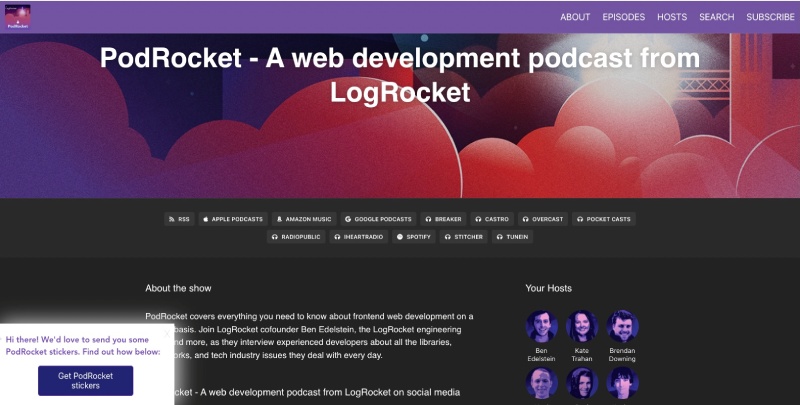 PodRocket a podcast by LogRocket about web development focused on frontend development PodRocket a podcast by LogRocket about web development focused on frontend development