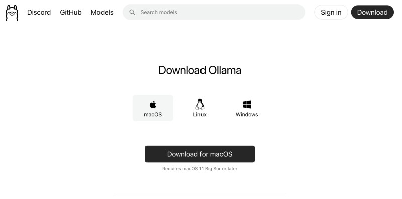 Official page to download Ollama for Windows, Mac or Linux Official page to download Ollama for Windows, Mac or Linux