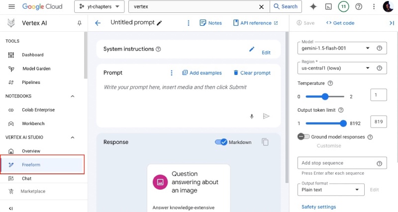 Go to Freeform on Vertex AI page Go to Freeform on Vertex AI page