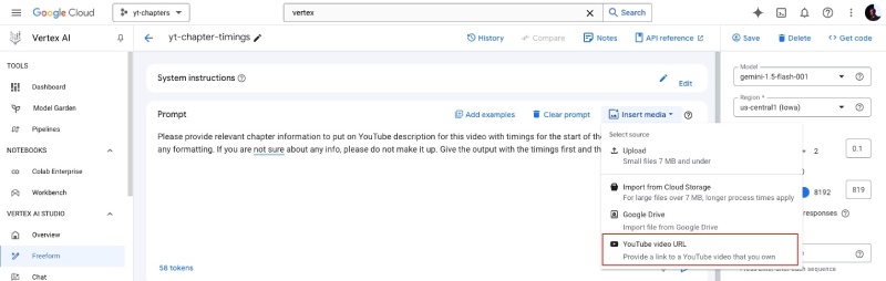 Link YouTube video with Vertex AI to use with Gemini Link YouTube video with Vertex AI to use with Gemini